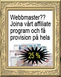 Är du webmaster och har webbsajt tjänar du 25% på all försäljning från din webbsajt med vårt affiliate program!